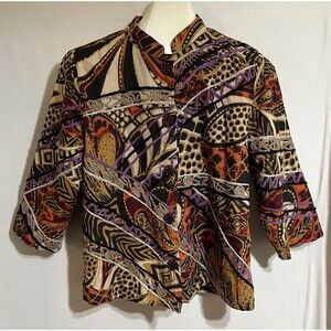 Animal Print Tan Brown Orange Purple Career Boho Avant-Garde Versatile Blouse Y